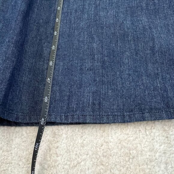 Eloquii Blue Faux Wrap Cotton Denim Sleeveless Summer Dress With Pockets 14 - Picture 5 of 9